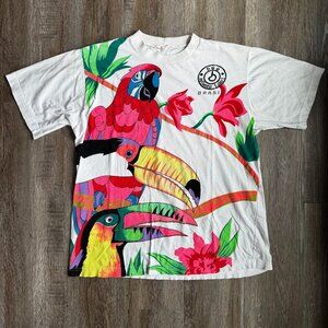Vintage Bee Brasil Parrot T-Shirt - Size XLarge Birds Tee
